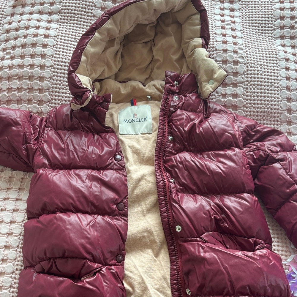 Moncler Kids Maroon Puffer Goose down coat